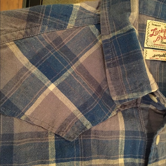 Lucky Brand Linen Western Style Shirt Small Grey - Picture 7 of 8